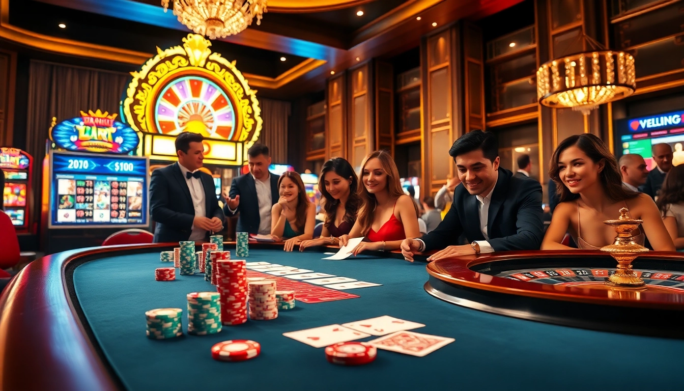 Engaging scene showcasing vvjl6 com poker players strategizing at a luxurious casino table.