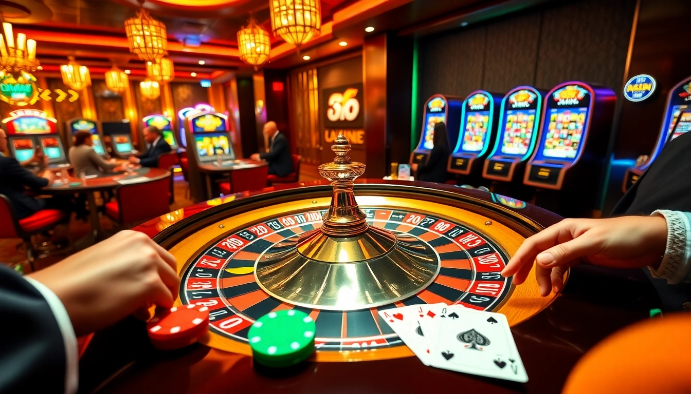 Experience thrilling gameplay at Luckywin with high-stakes poker chips and a luxurious roulette wheel.