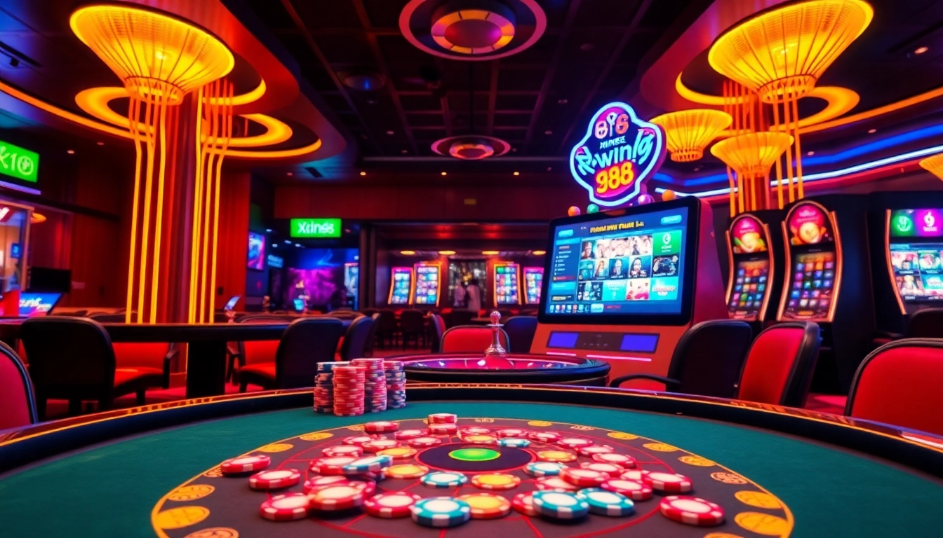 Experience exciting gaming at xin88 with a luxurious poker table and digital games.