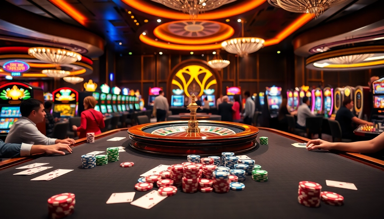 Experience excitement with 5z777 casino games at a vibrant gambling table.