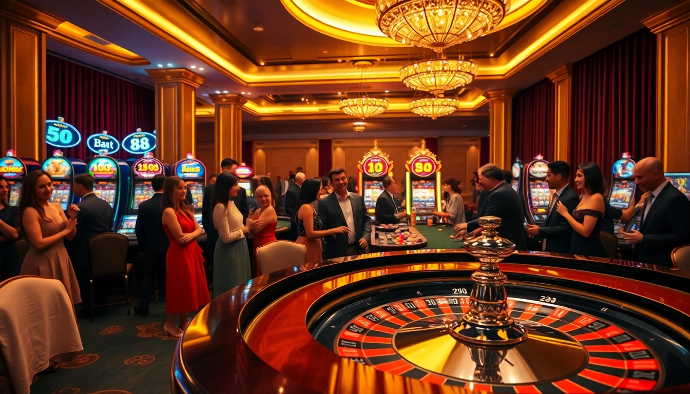 Players enjoying an exciting game of roulette in a luxurious casino setting featuring go 88 elements.