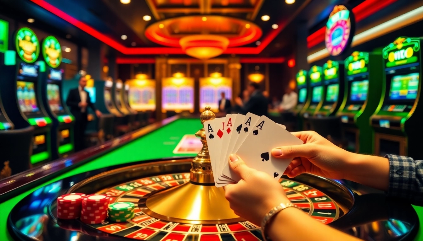 Effortlessly winning at the vibrant casino table at https://69vn.br.com/ featuring cards and poker chips.
