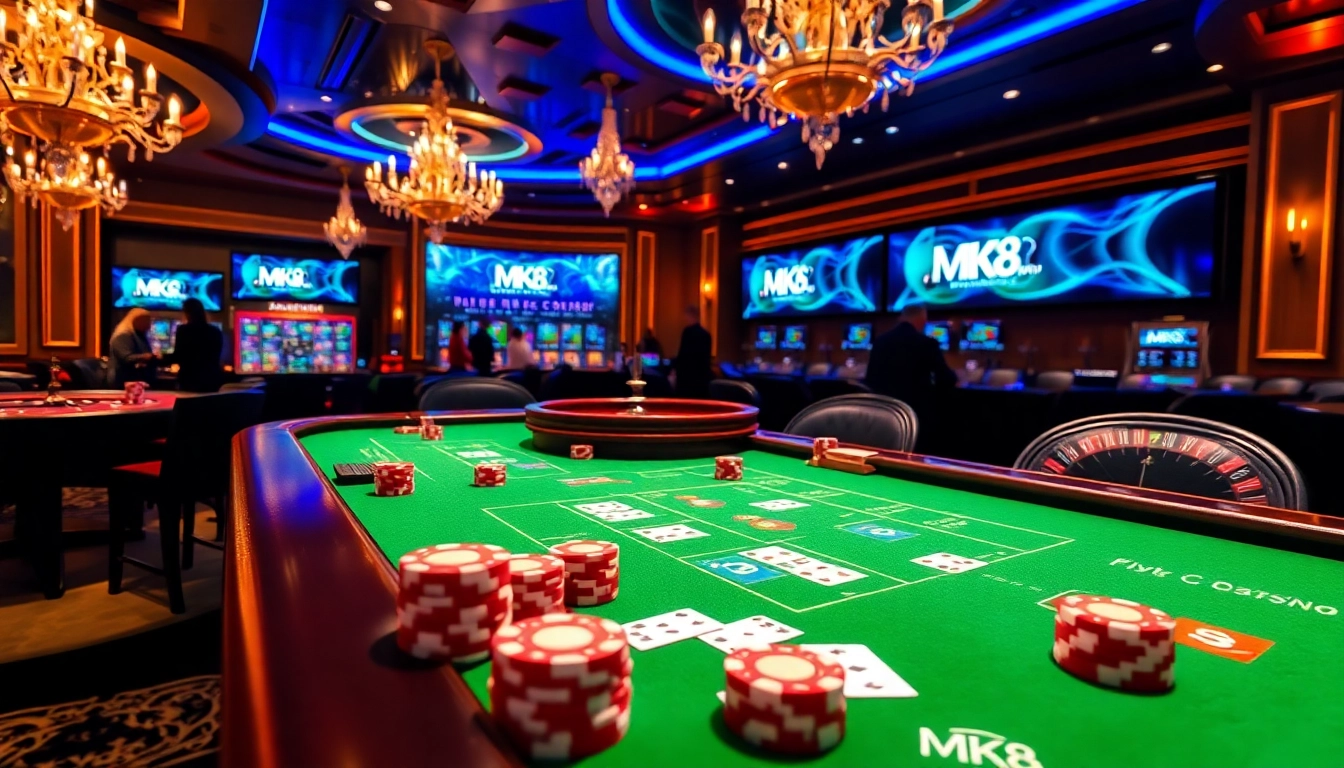 Experience thrilling gameplay on the MK8 casino platform with high-stakes betting and vibrant poker chips.
