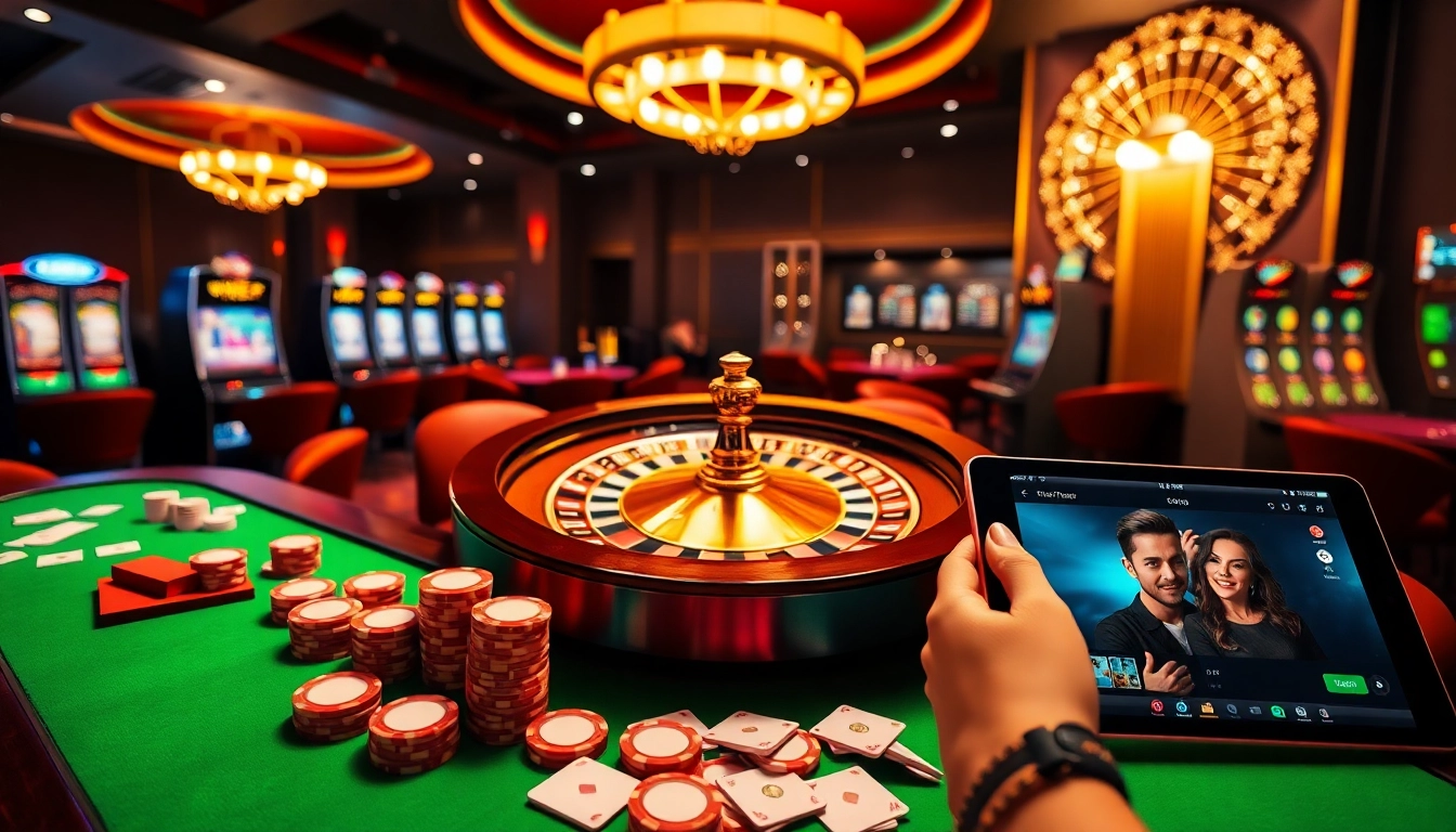 Experience the thrill of luck8 casino with blackjack tables and vibrant slot machines.