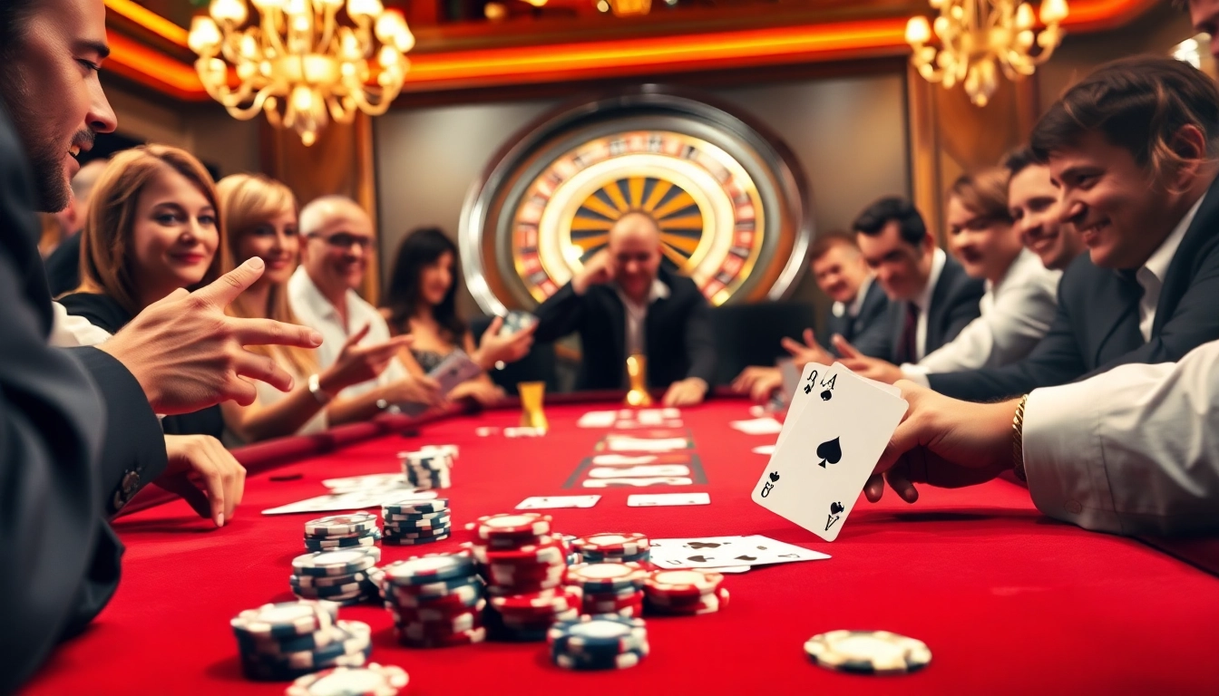 Engaging players in the exciting 88i game at a vibrant casino table with rich colors and luxury.
