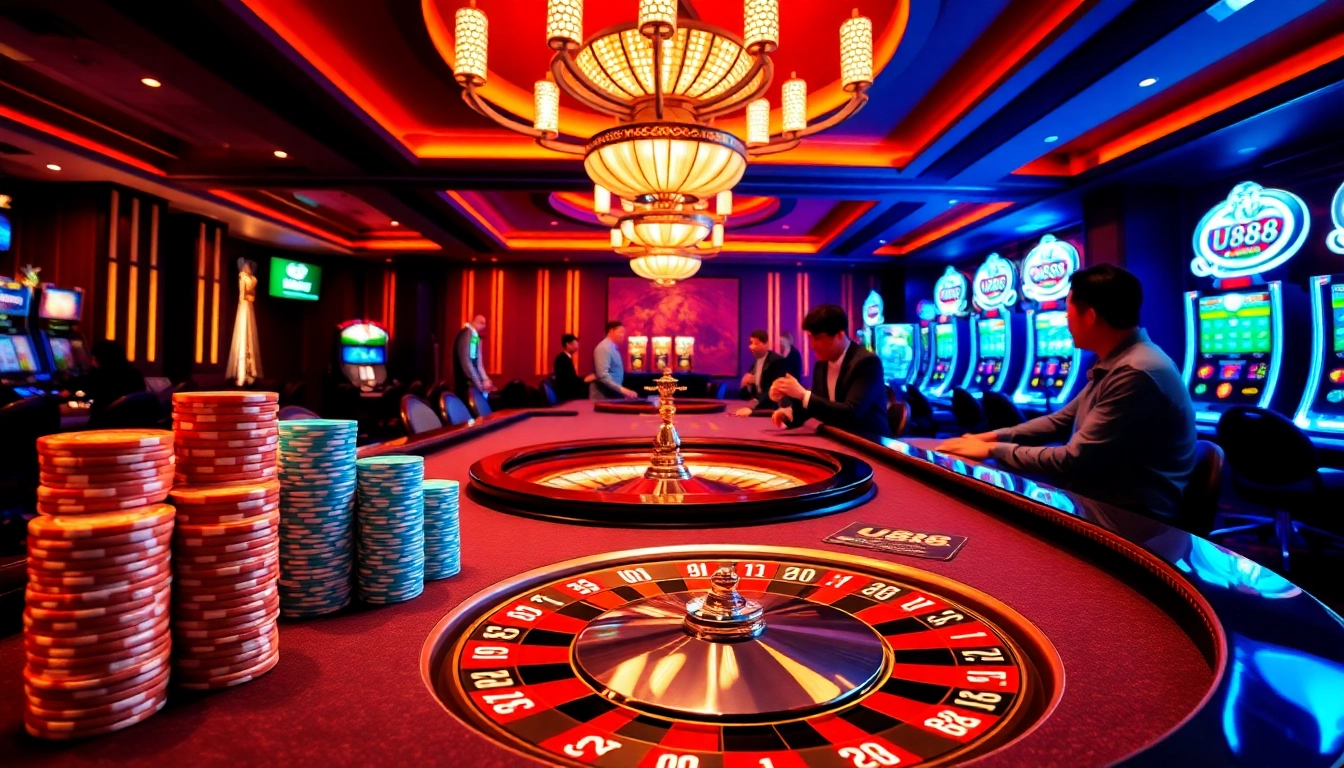 Experience the thrill of U888 with vibrant casino tables and energetic players.