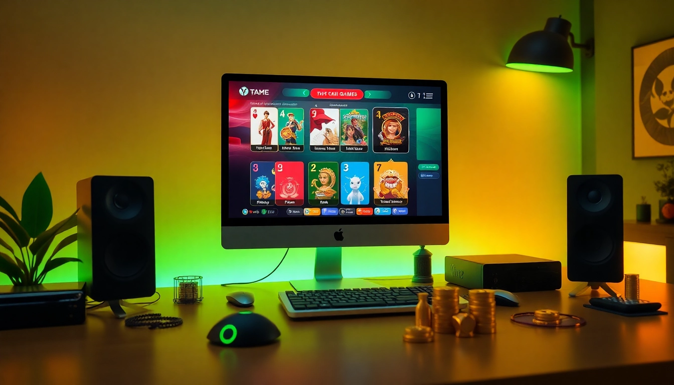 Exciting scene of online gaming at gamebaidoithuong.com.vc showcasing popular card games and vibrant rewards.