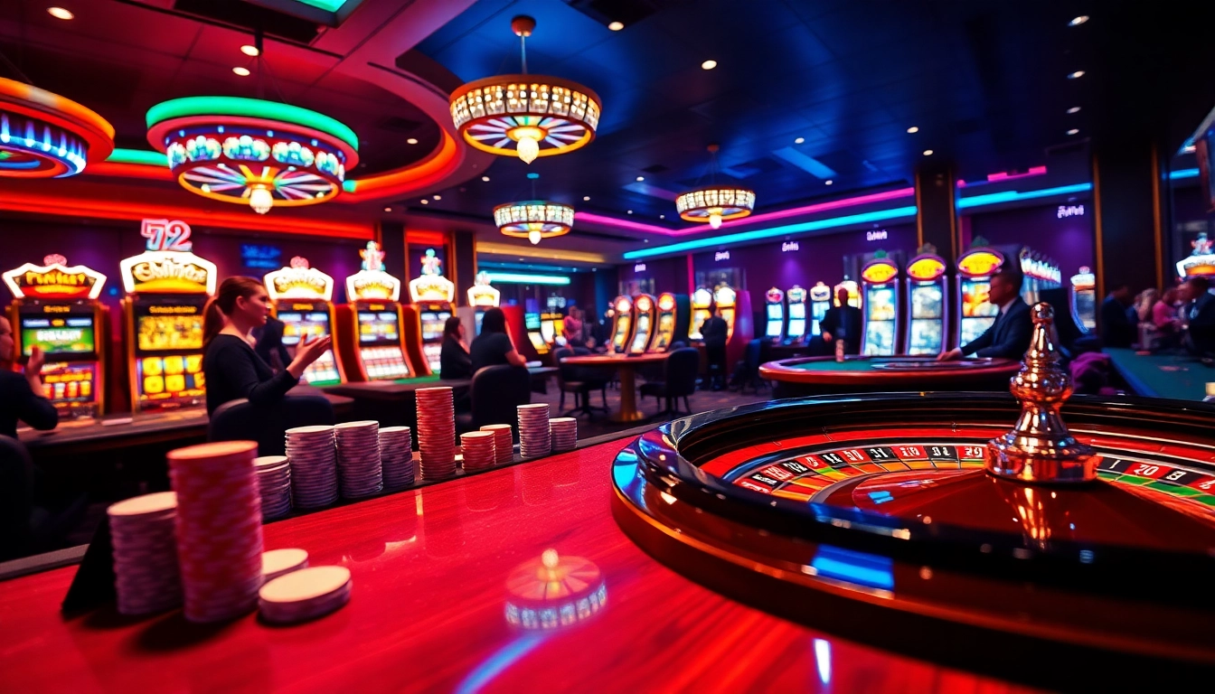 Engaging casino scene with poker chips, roulette wheel, and excitement at https://s8limited.com/.