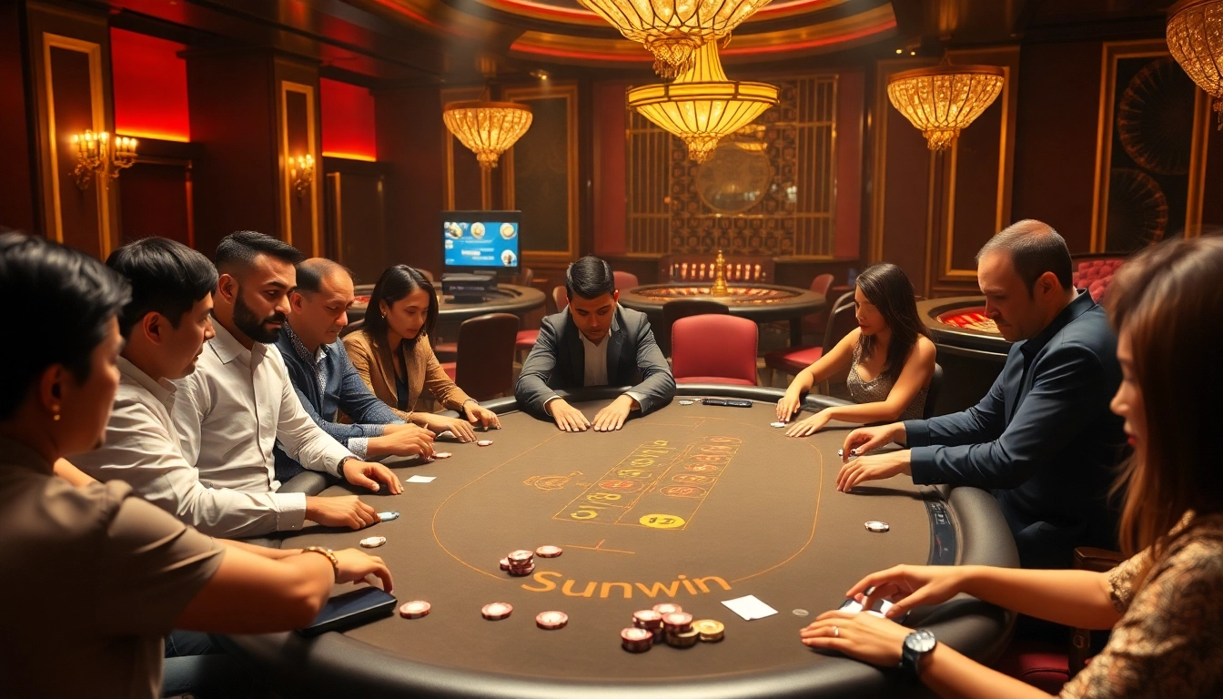 Experience thrilling gameplay at a Sunwin casino poker table filled with excitement.