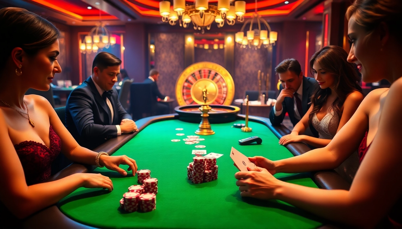 Players enjoying their winning moments at 789f casino, engaging with cards and chips.