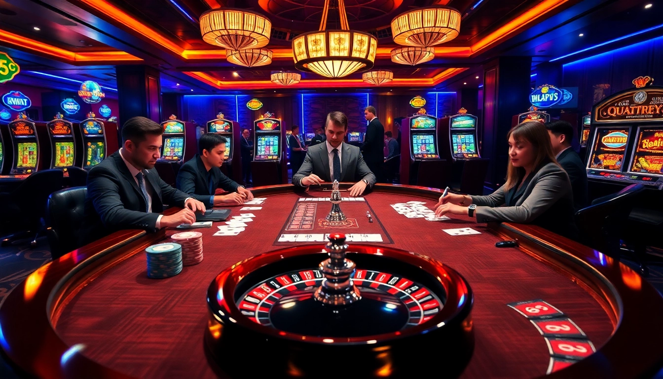 Engaged gamblers playing poker in a luxurious casino scene, highlighting rr99 elements.
