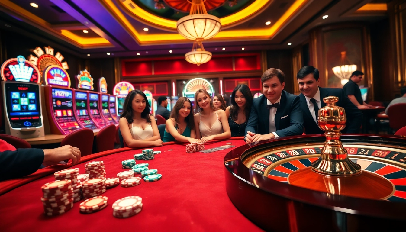 Experience thrilling gaming at loto188.gb.net with vibrant slot machines and poker chips.