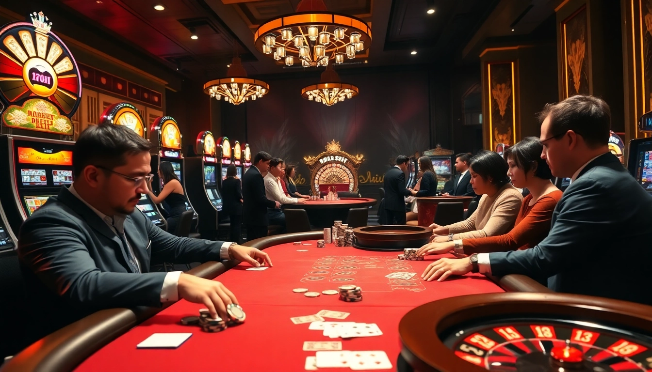 Players strategizing their bets at a lively table, experiencing the thrill of link ev88 gaming and capturing the essence of an exciting casino atmosphere.