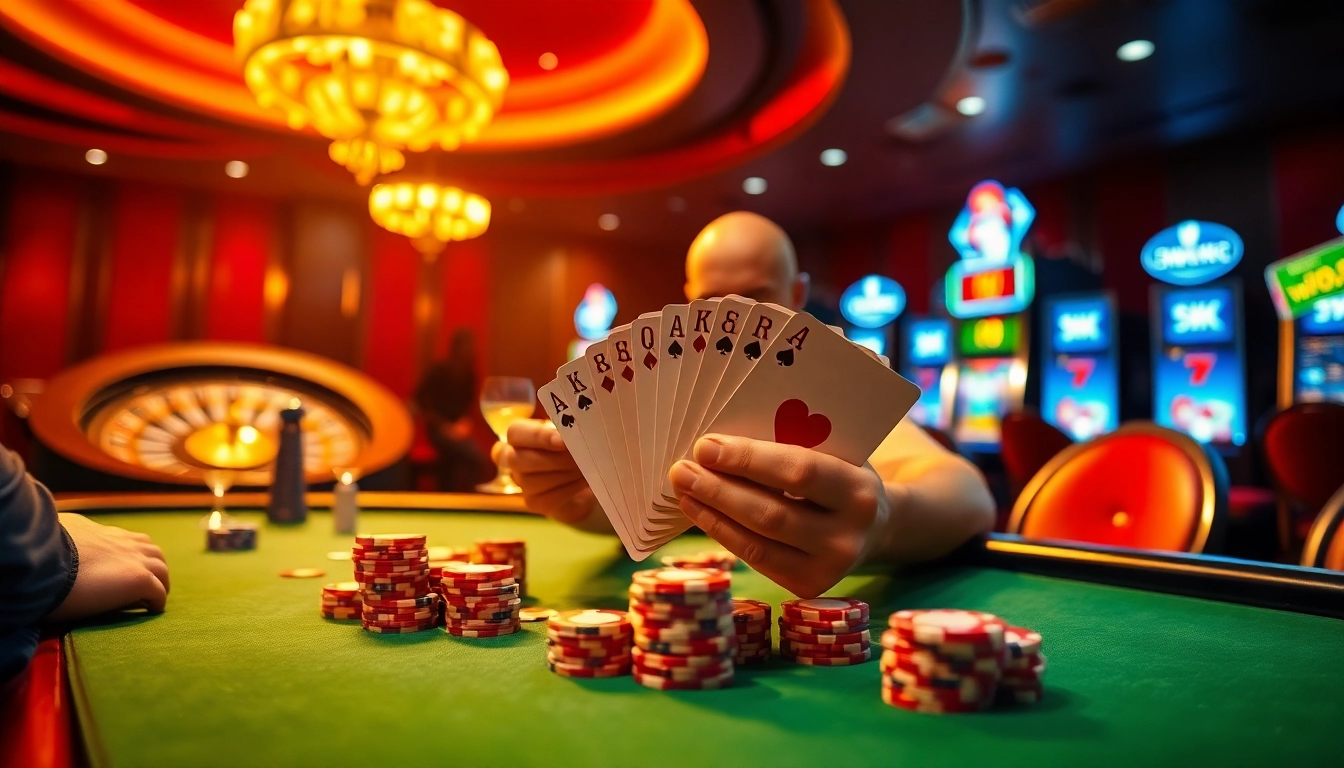 Experience the thrill of a 98 win at a vibrant casino table with poker chips and winning cards.