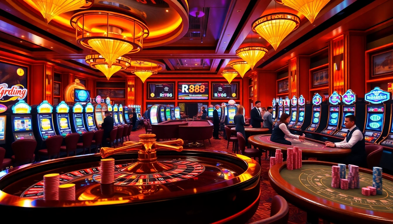 Experience the excitement at RR88 link in a luxury casino environment with vibrant games and professional players.