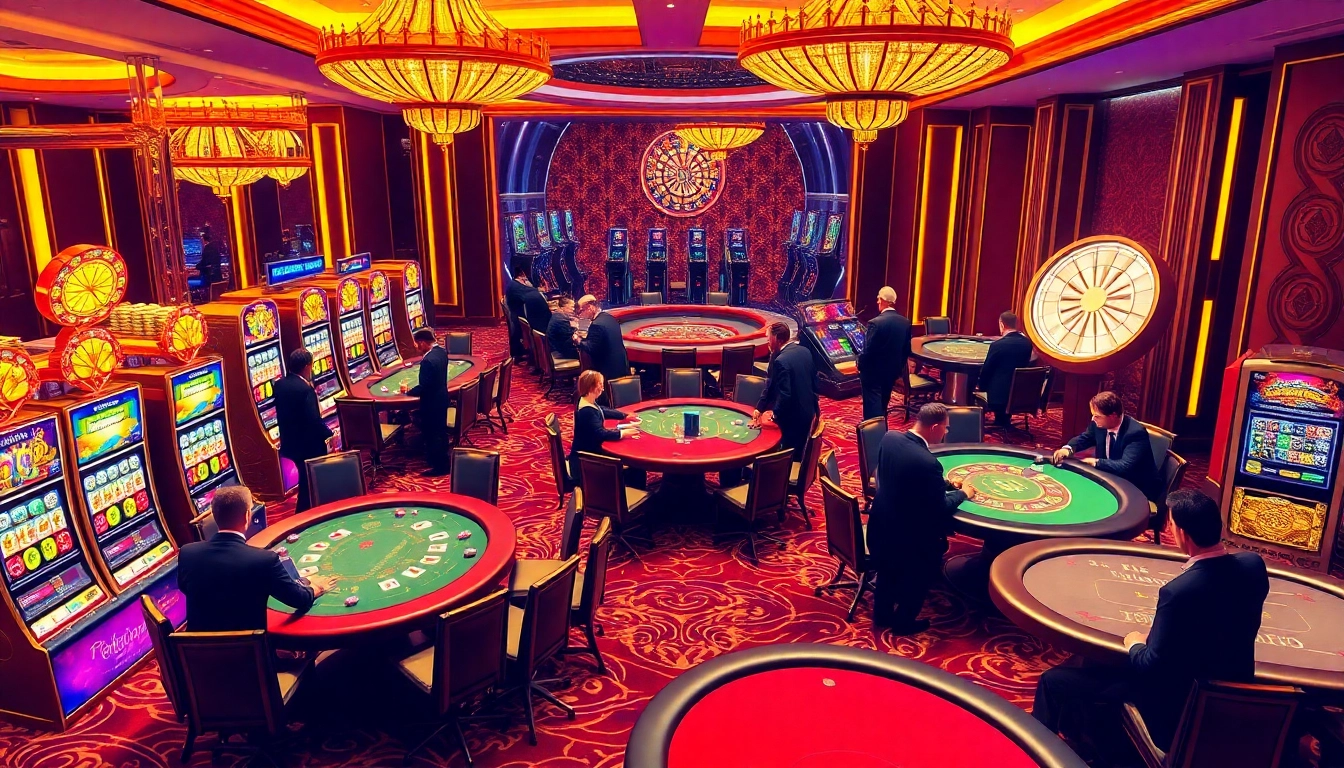 Experience the thrill at LUCK8882 casino with vibrant tables, chips, and an exciting atmosphere.