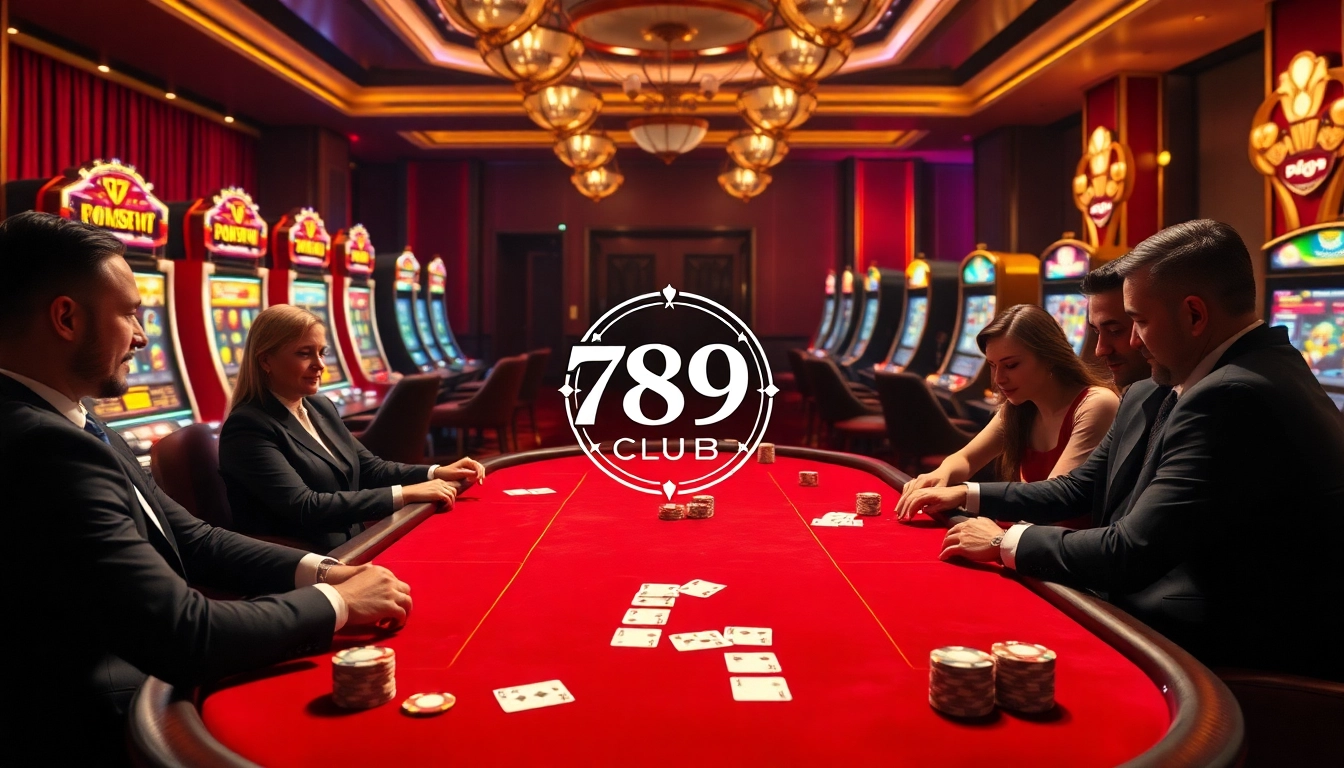Experience excitement at 789CLUB with players enjoying poker and vibrant casino ambiance.