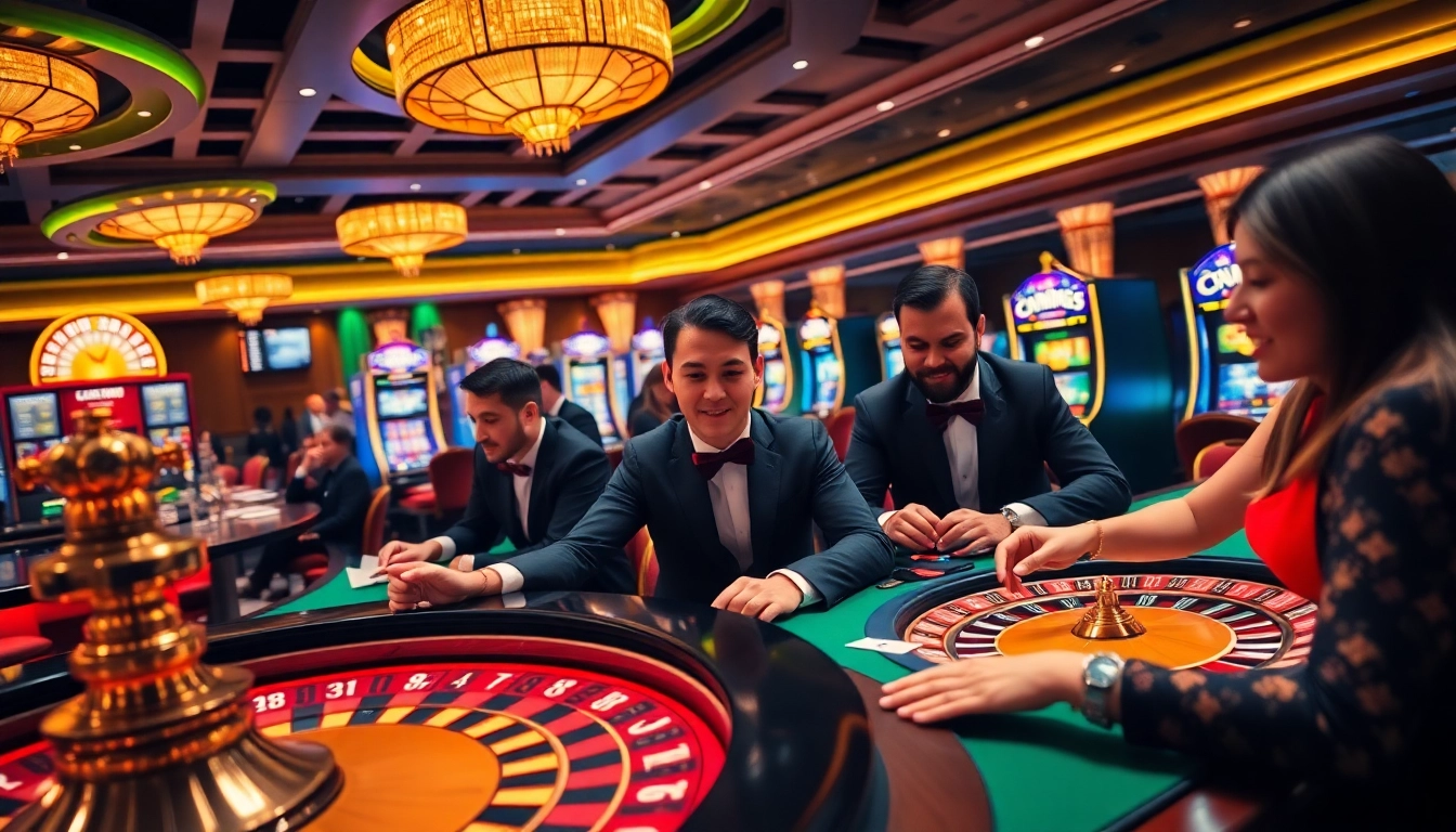 Experience the thrilling atmosphere at LV88 with vibrant casino tables and exciting games in action.