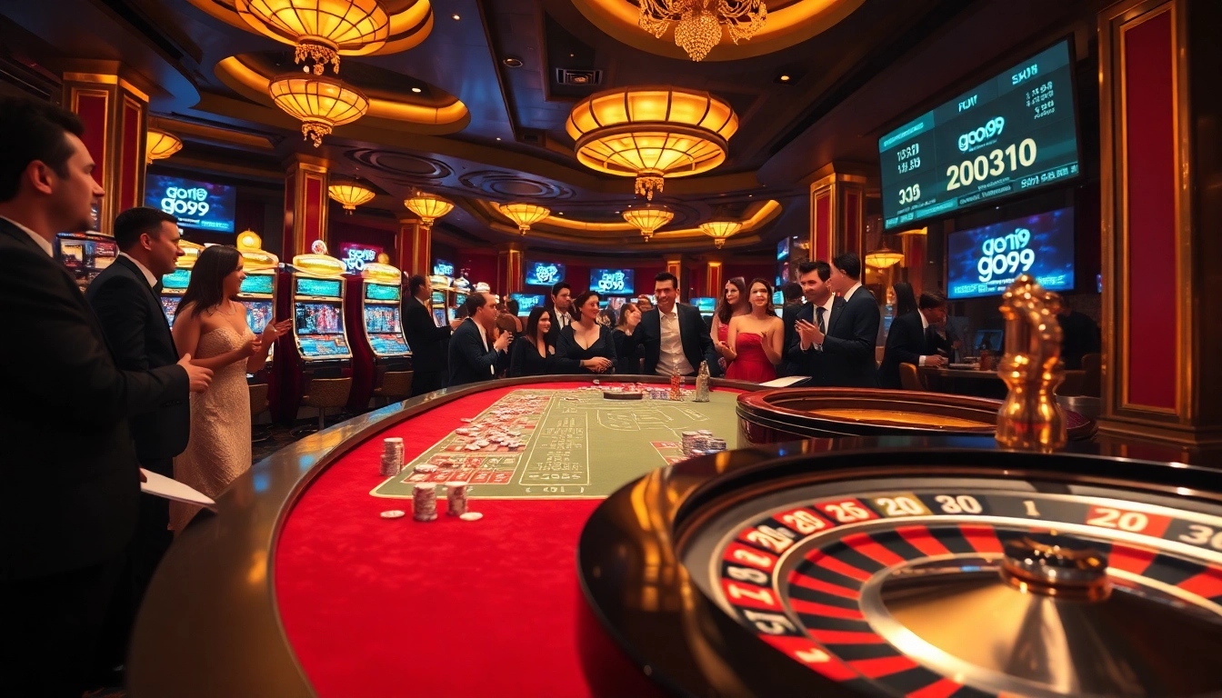 Experience the excitement of go99 with vibrant slot machines and luxury casino atmosphere.