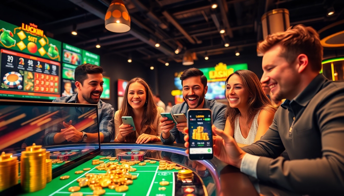 Exciting online gaming atmosphere at https://luckywin.name with players engaged in sports and casino games.