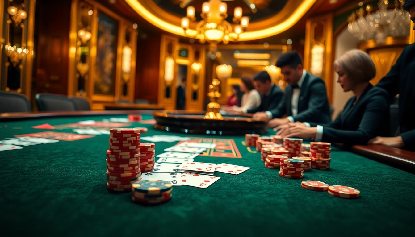 Experience excitement at https://ok365vvip.com/ with players enjoying high-stakes poker games at a luxury casino table.