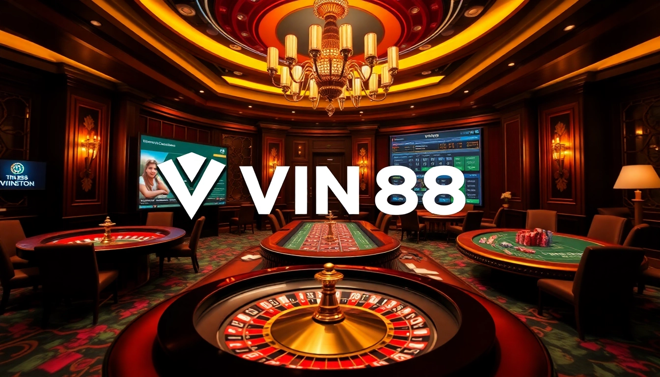 Experience thrilling gameplay at VIN88, featuring vibrant casino tables, roulette, and betting options.