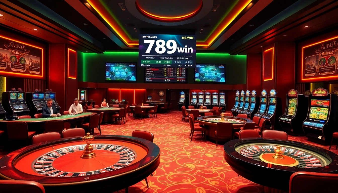 Players enjoying blackjack and roulette at the 789win casino, surrounded by luxury and excitement.