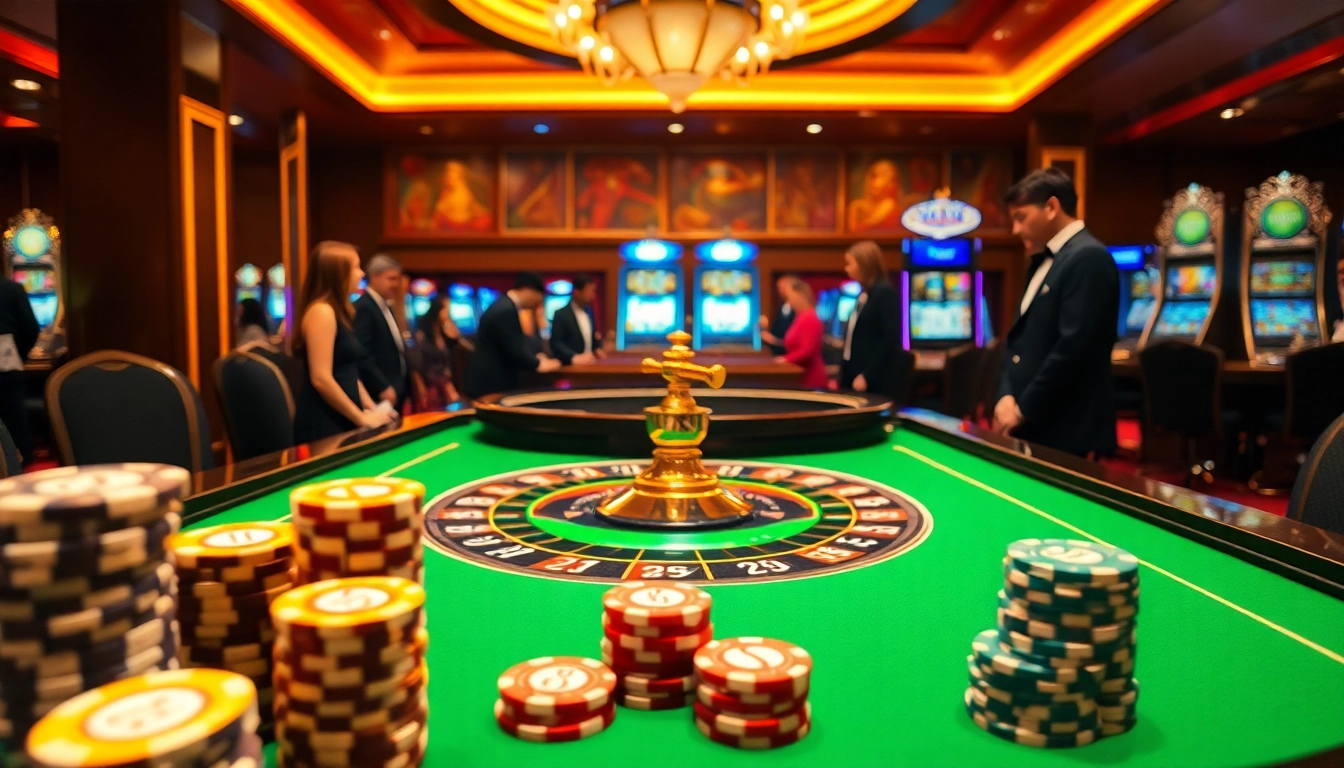 Experience the thrill of RR88 at a luxurious casino scene with roulette, cards, and poker chips.