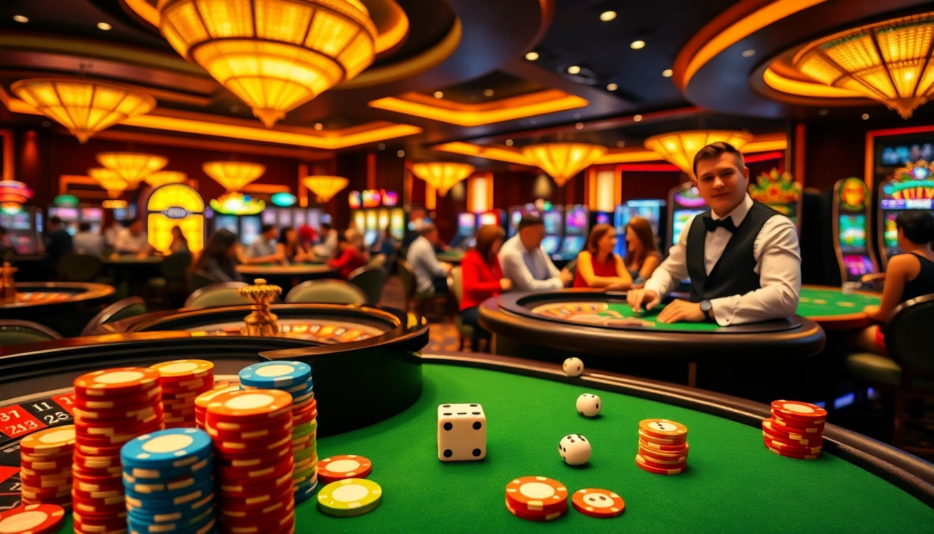 Experience vibrant excitement at https://fly88seo.com/ casino tables with players enjoying roulette and poker.