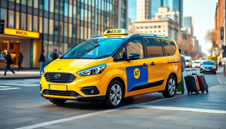 Minicabs ready for urban commuters in a vibrant cityscape, highlighting convenience.