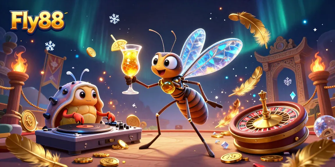 Engage with Fly88's thrilling casino experience featuring dynamic game elements and vibrant characters.
