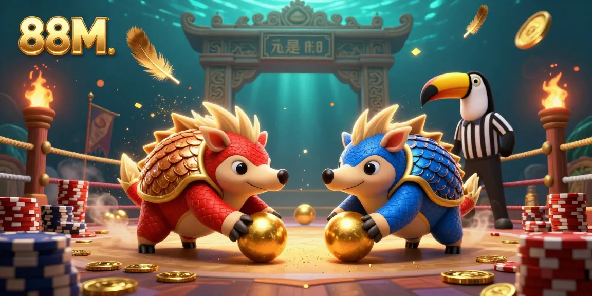 Engage with exciting 88M casino features as pangolins roll golden balls and topple poker chips.