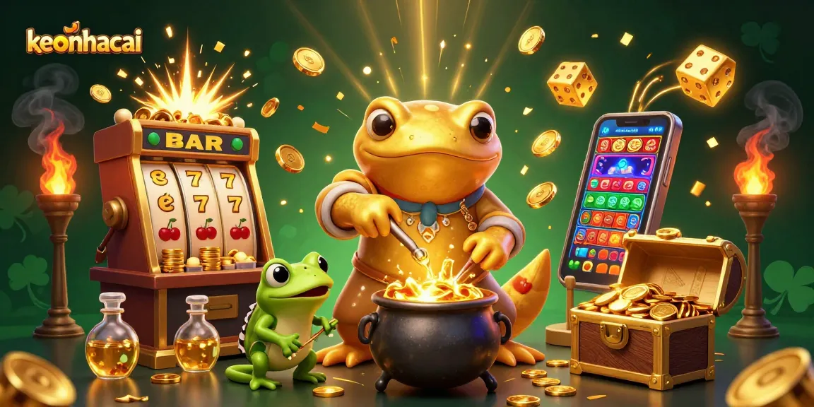 Experience the excitement of keonhacai as the golden salamander alchemist turns base metals to coins in a vibrant casino scene.
