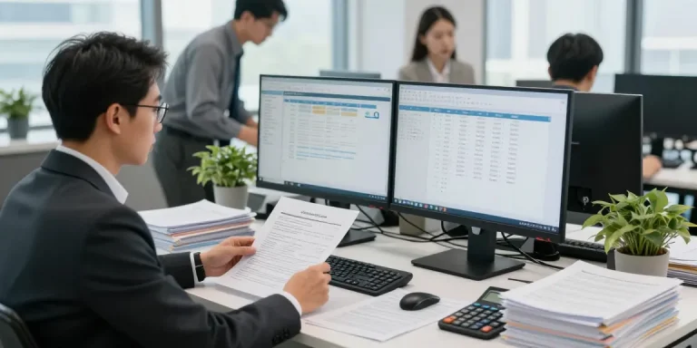 Forensic auditing professionals analyzing financial data at aafikotabandungb.org, showcasing a collaborative office environment.