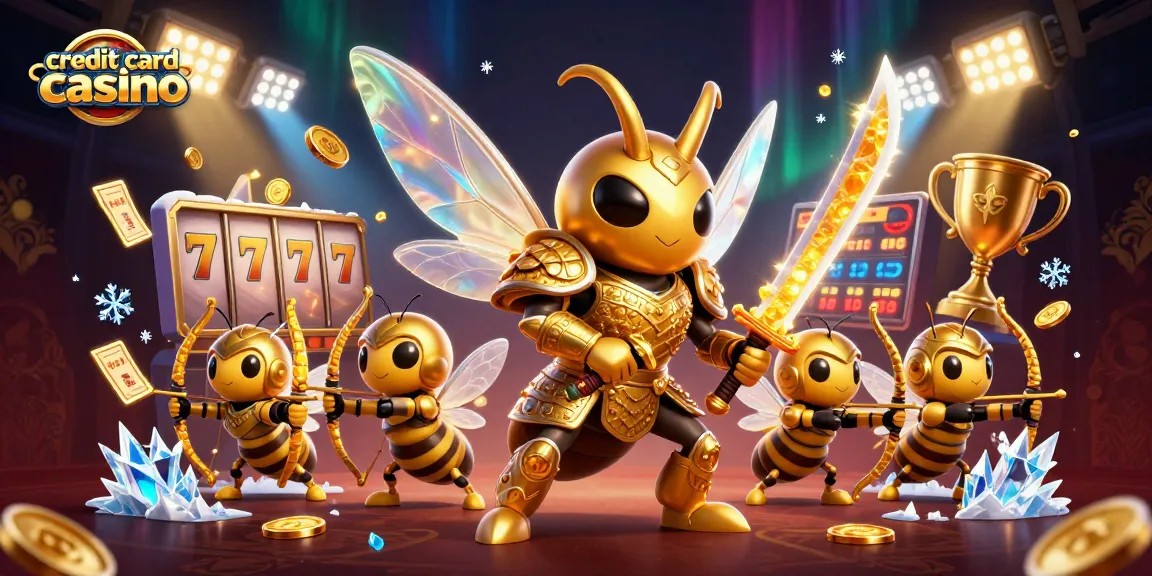 Experience excitement at a credit card casino with a vibrant scene showcasing dynamic slot elements and engaging characters.